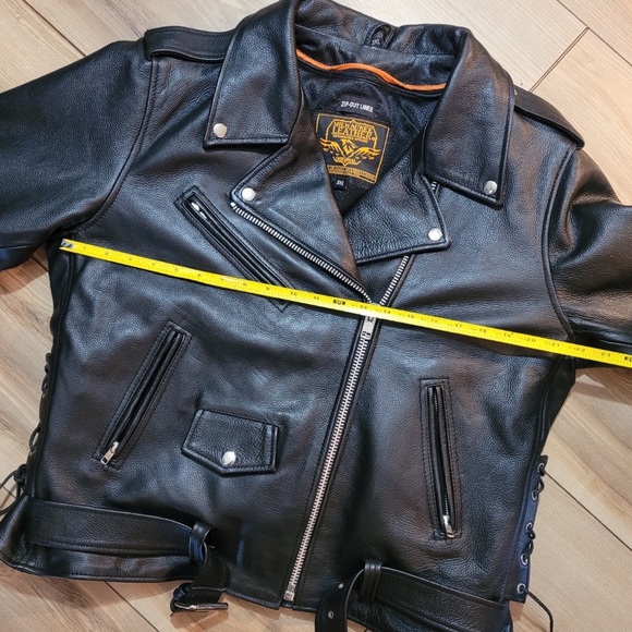 Genuine black leather motorcycle jacket 3XL - Picture 7 of 8